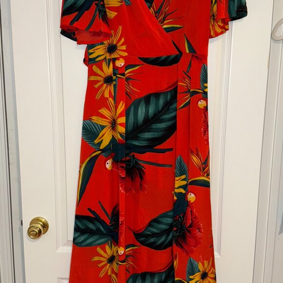 V-Neck Floral Chiffon Wrap Dress - Picture 3 of 6